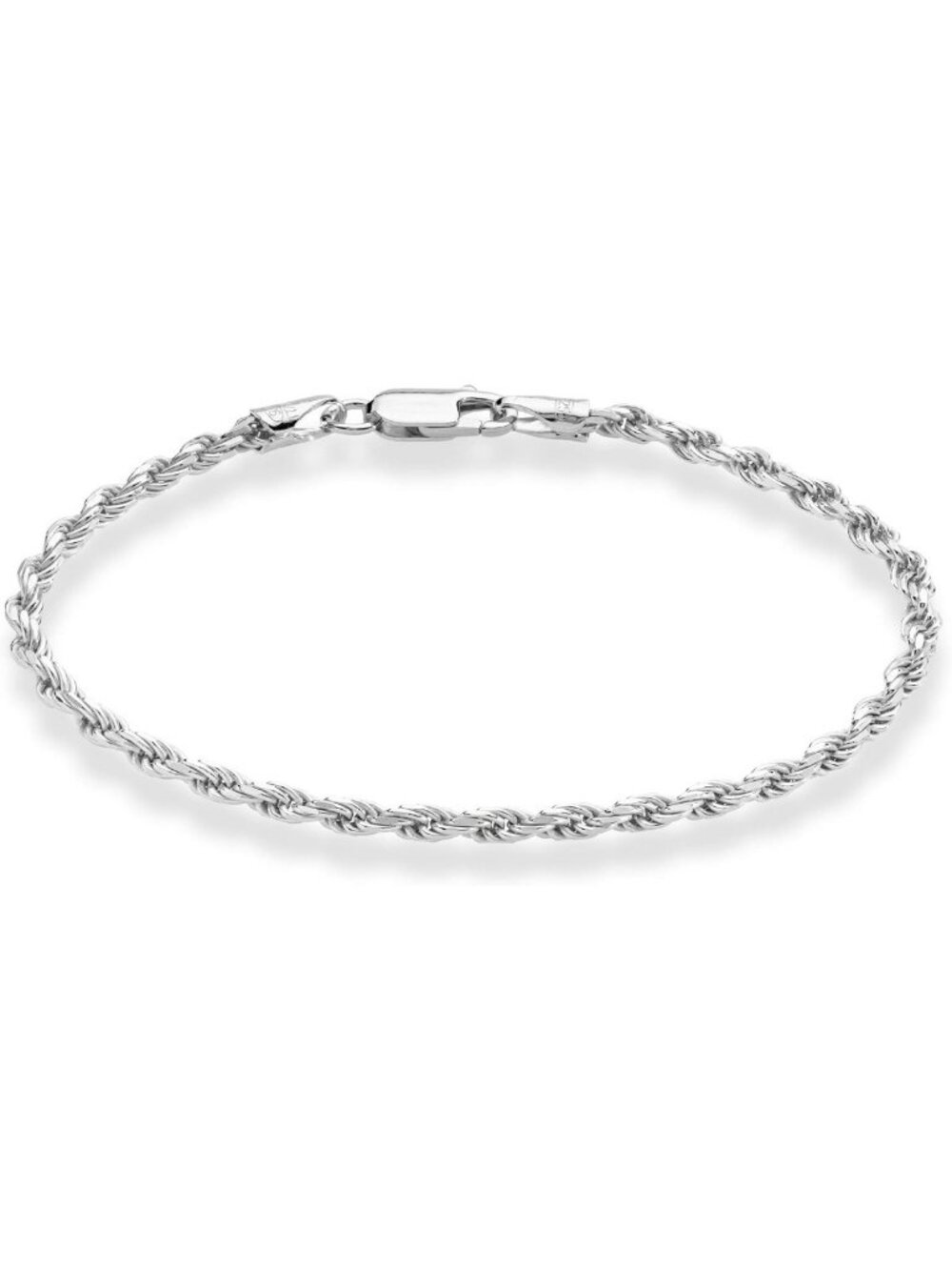 Sterling Silver Rope Anklet for Women & Men, 2mm/3mm Adjustable Chain Jewelry